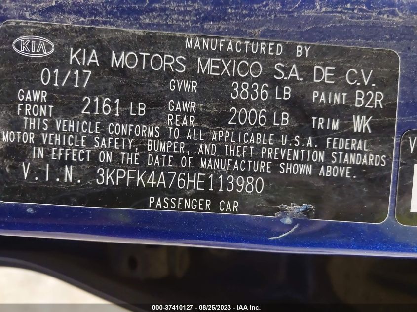 2017 KIA FORTE LX - 3KPFK4A76HE113980