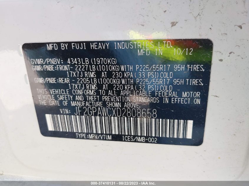 2013 SUBARU XV CROSSTREK PREMIUM - JF2GPAWCXD2808658