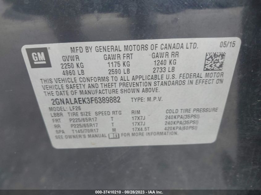 2015 CHEVROLET EQUINOX LS - 2GNALAEK3F6389882