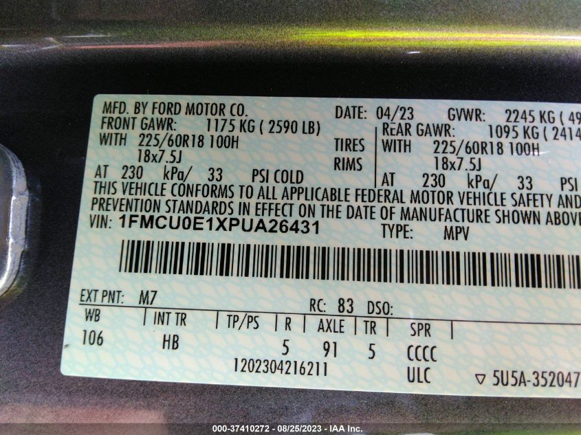 2023 FORD ESCAPE PHEV - 1FMCU0E1XPUA26431