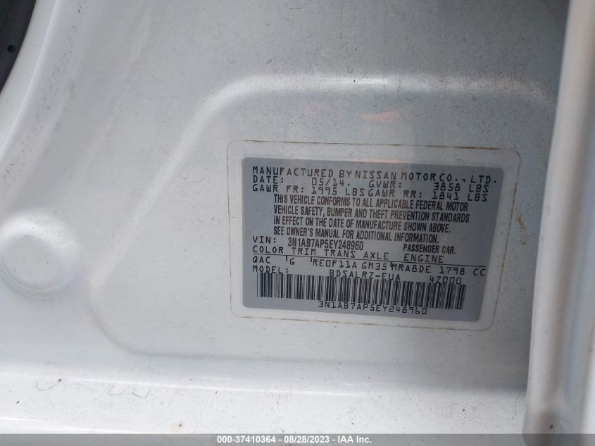 2014 NISSAN SENTRA SR - 3N1AB7AP5EY248960