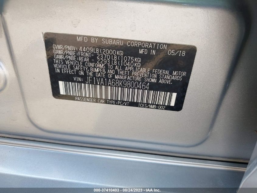 2019 SUBARU WRX - JF1VA1A68K9800464