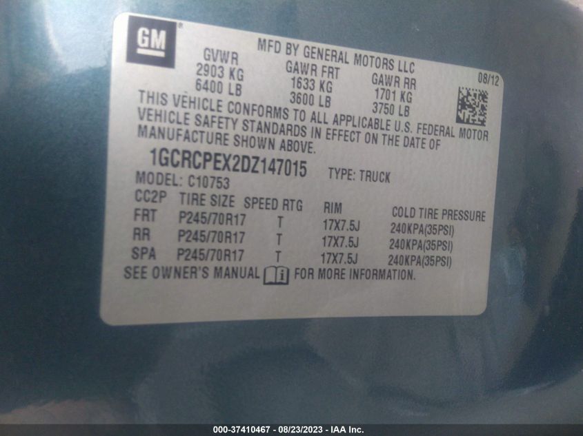 2013 CHEVROLET SILVERADO 1500 WORK TRUCK - 1GCRCPEX2DZ147015