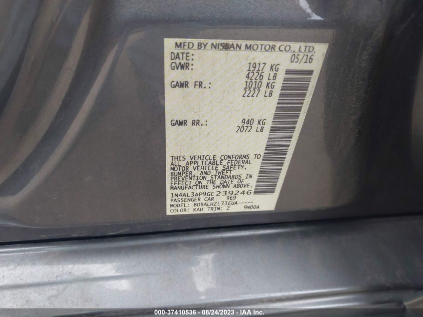 2016 NISSAN ALTIMA 2.5 SR - 1N4AL3AP9GC239246