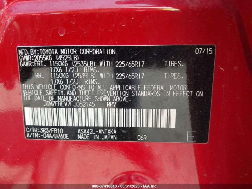 2015 TOYOTA RAV4 LE - JTMZFREV7FJ052145