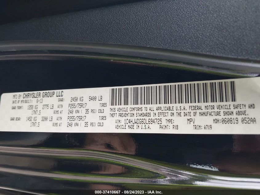 2013 JEEP WRANGLER UNLIMITED SPORT - 1C4HJWDG6DL694725