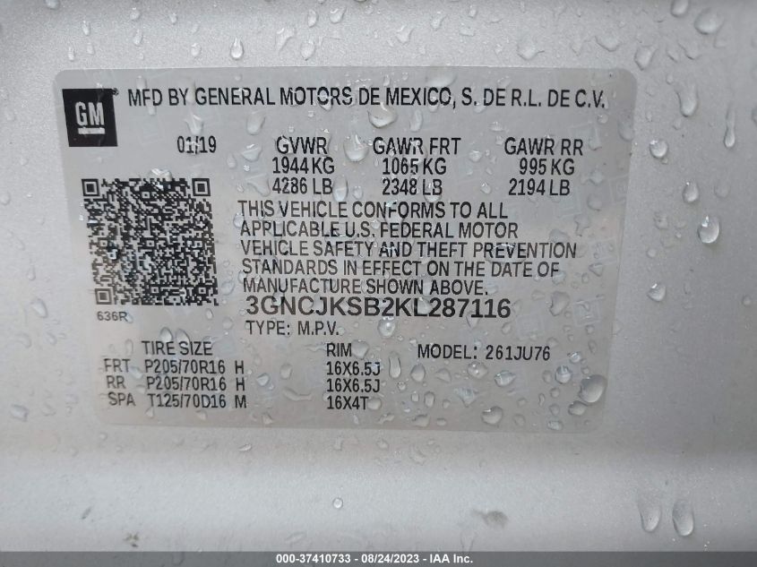 2019 CHEVROLET TRAX LS - 3GNCJKSB2KL287116