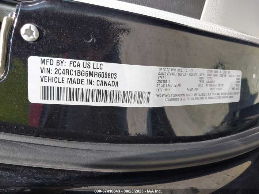 2021 CHRYSLER PACIFICA TOURING L - 2C4RC1BG6MR606803