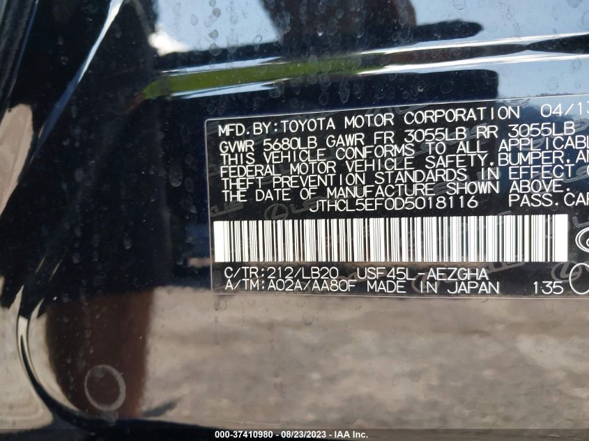2013 LEXUS LS 460 JTHCL5EF0D5018116