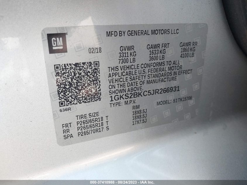 2018 GMC YUKON SLT - 1GKS2BKC5JR266931