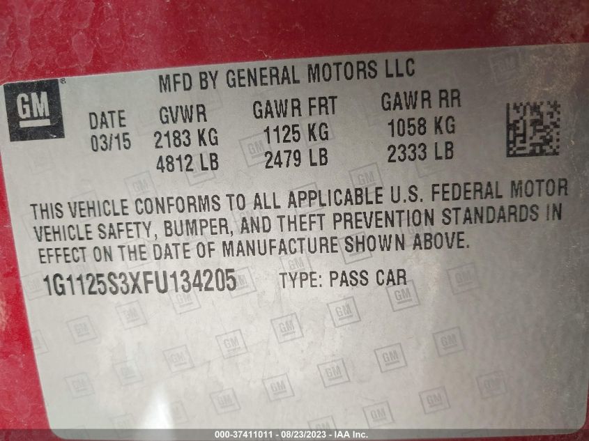 2015 CHEVROLET IMPALA LT - 1G1125S3XFU134205