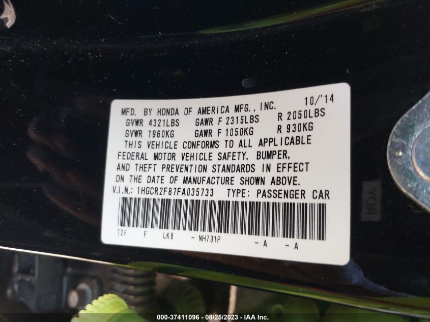 2015 HONDA ACCORD SEDAN EX-L - 1HGCR2F87FA035733