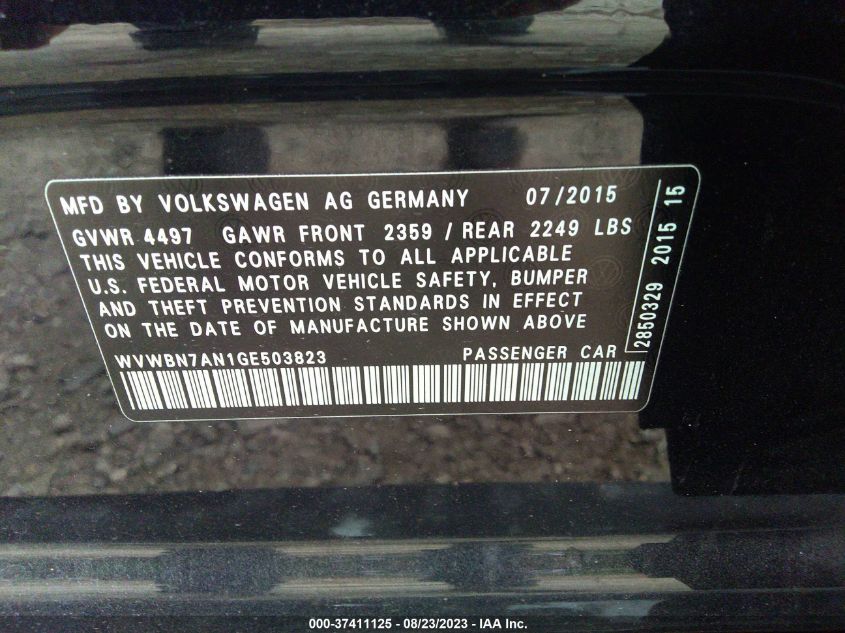 2016 VOLKSWAGEN CC SPORT - WVWBN7AN1GE503823