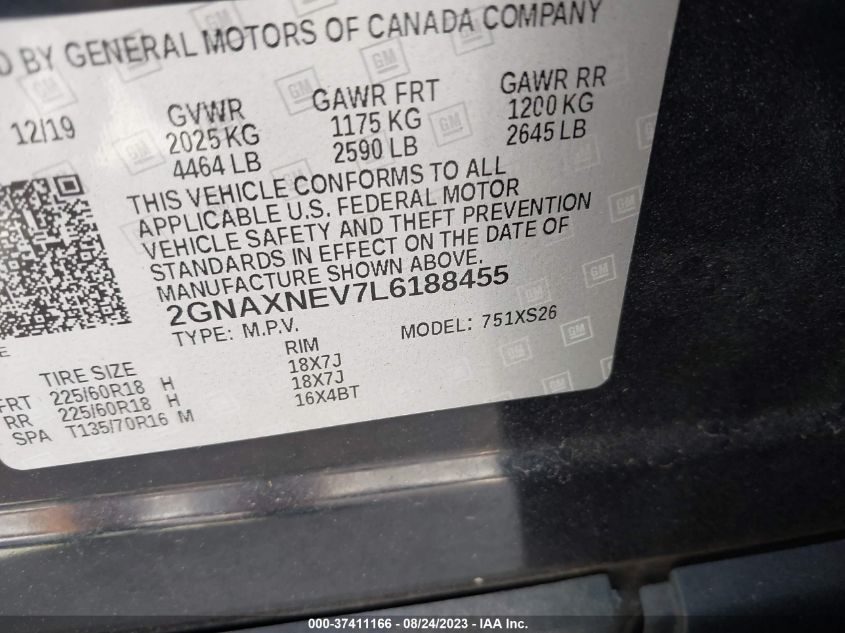 2020 CHEVROLET EQUINOX PREMIER - 2GNAXNEV7L6188455