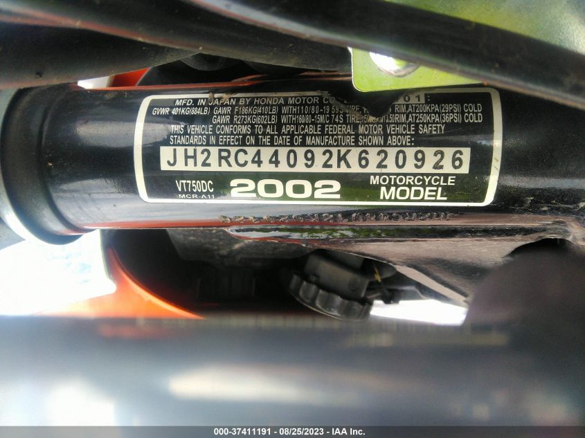 2002 HONDA VT750 DC - JH2RC44092K620926