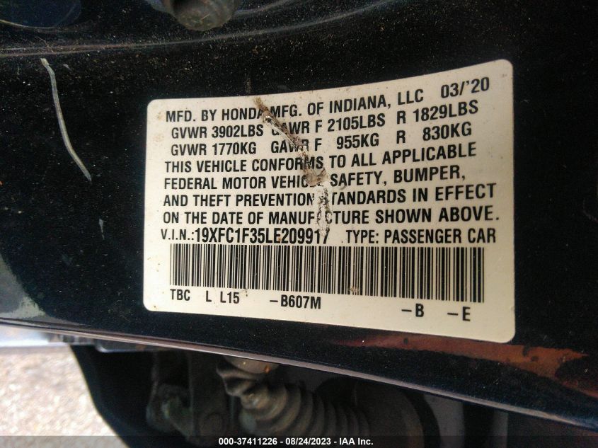 2020 HONDA CIVIC SEDAN EX - 19XFC1F35LE209917