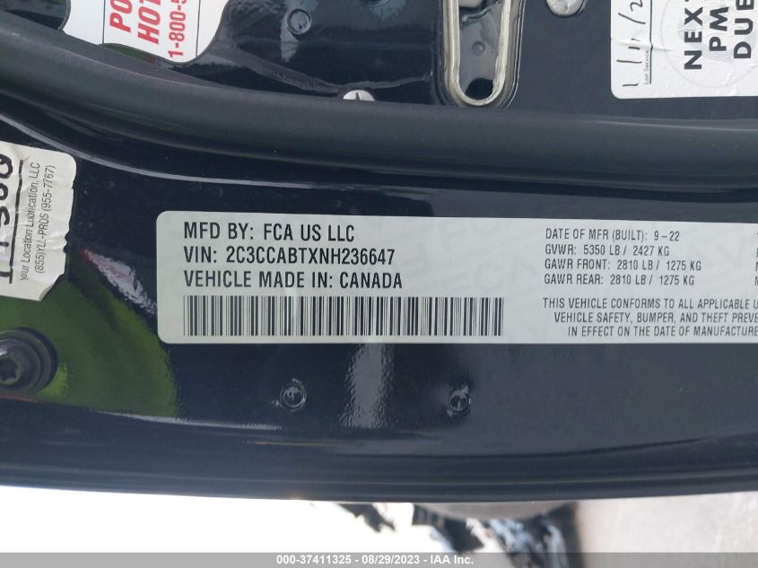 2022 CHRYSLER 300 300S - 2C3CCABTXNH236647