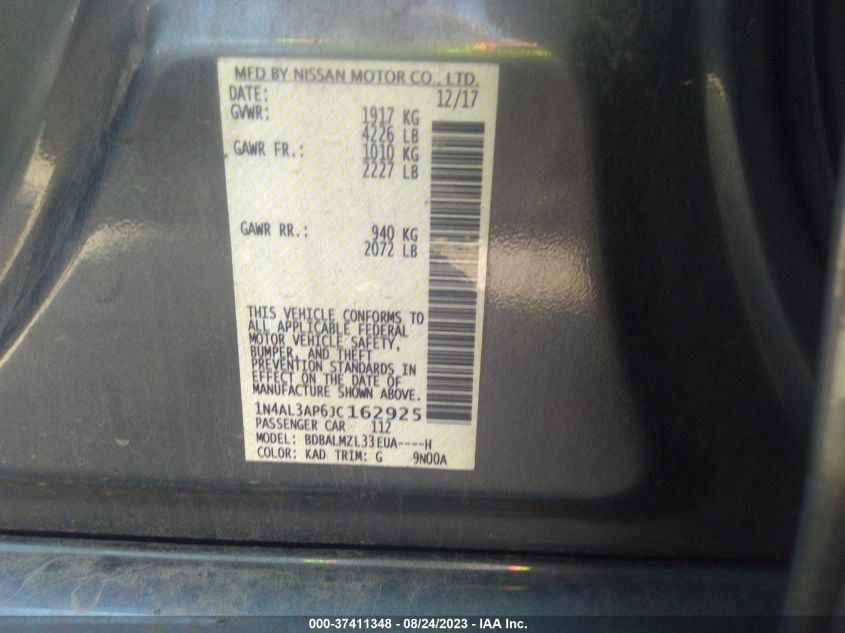 2018 NISSAN ALTIMA 2.5 SV - 1N4AL3AP6JC162925