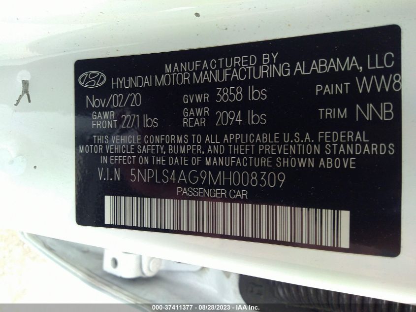 2021 HYUNDAI ELANTRA SEL - 5NPLS4AG9MH008309