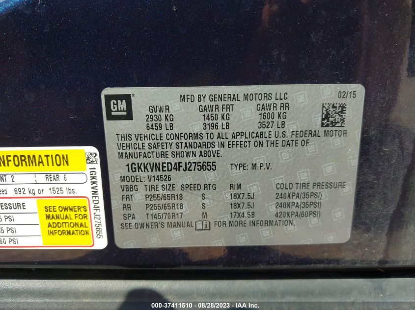 2015 GMC ACADIA SLE - 1GKKVNED4FJ275655