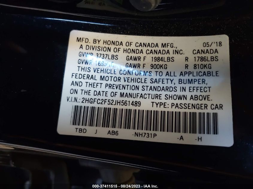 2018 HONDA CIVIC SEDAN LX - 2HGFC2F52JH561489