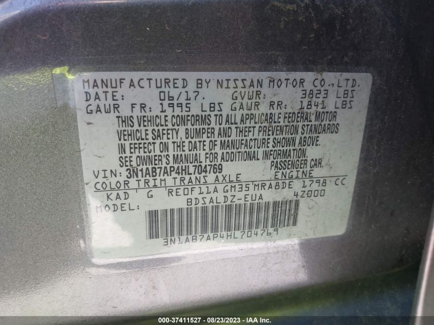 2017 NISSAN SENTRA SV - 3N1AB7AP4HL704769