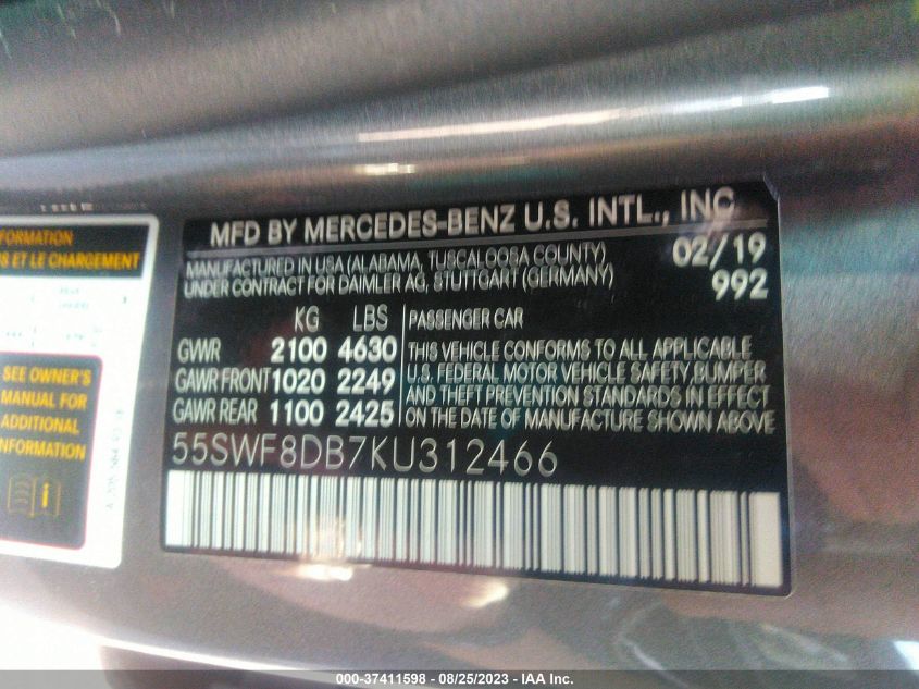 2019 MERCEDES-BENZ C-CLASS C 300 - 55SWF8DB7KU312466