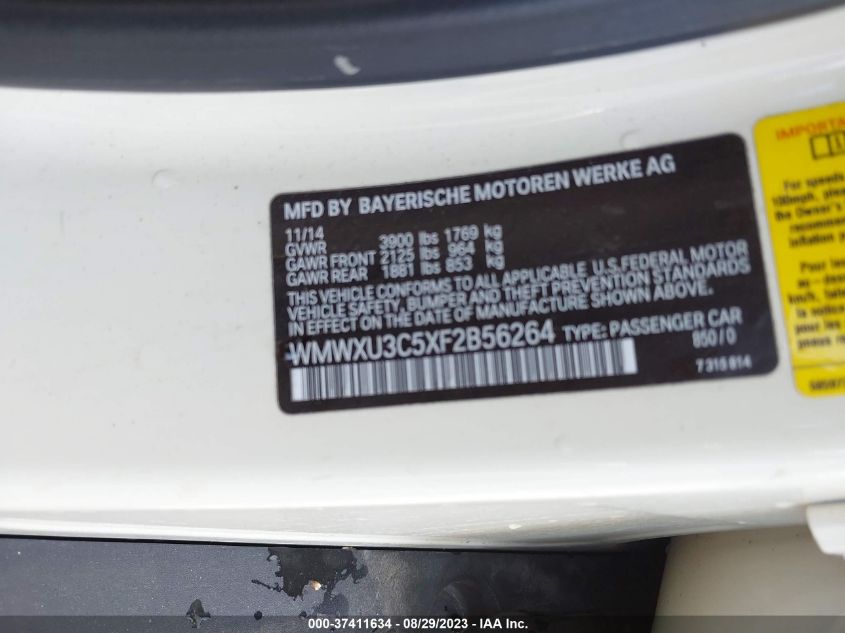 2015 MINI COOPER HARDTOP 4 DOOR S WMWXU3C5XF2B56264