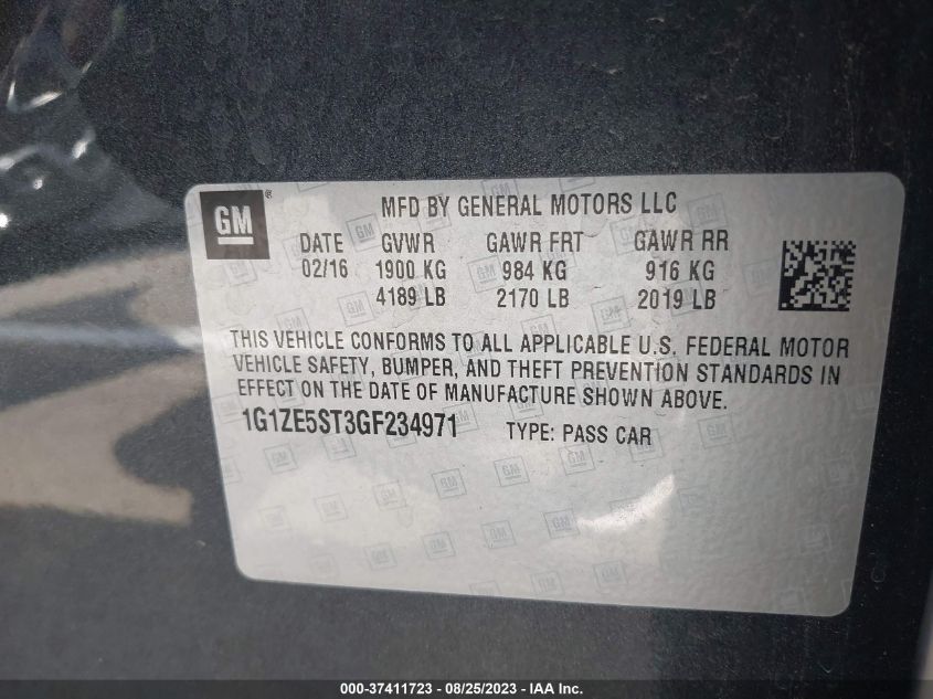 2016 CHEVROLET MALIBU LT - 1G1ZE5ST3GF234971
