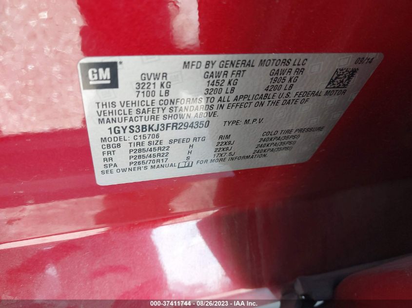 2015 CADILLAC ESCALADE LUXURY - 1GYS3BKJ3FR294350