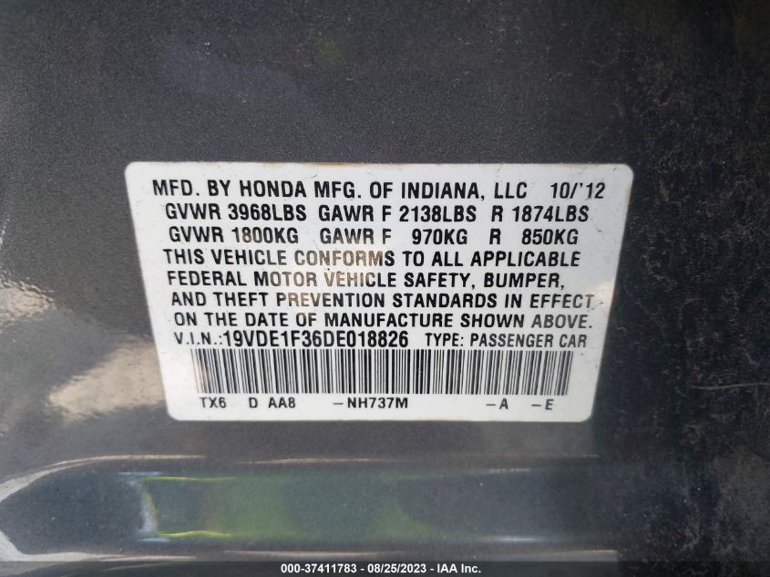 2013 ACURA ILX - 19VDE1F36DE018826