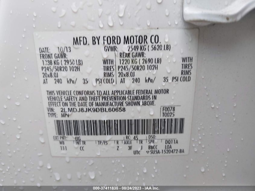 2013 LINCOLN MKX - 2LMDJ8JK9DBL60658