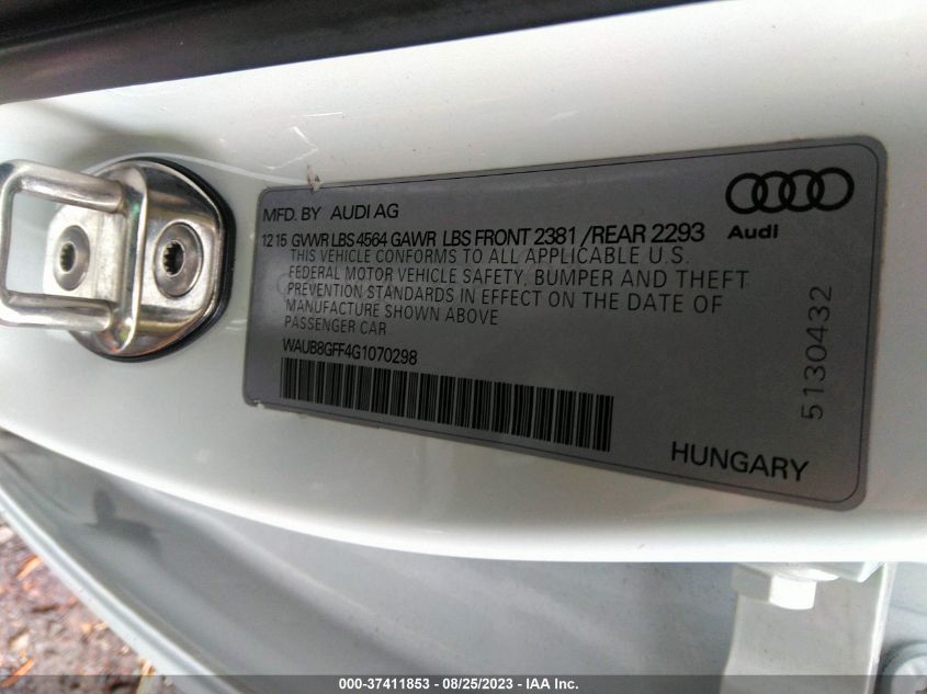 2016 AUDI A3 2.0T PREMIUM - WAUB8GFF4G1070298