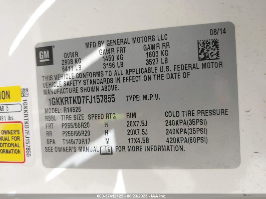 2015 GMC ACADIA DENALI - 1GKKRTKD7FJ157855
