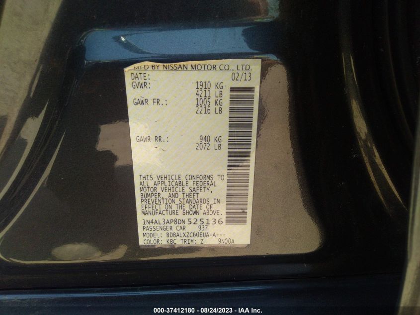 2013 NISSAN ALTIMA 2.5 SL - 1N4AL3AP8DN525136