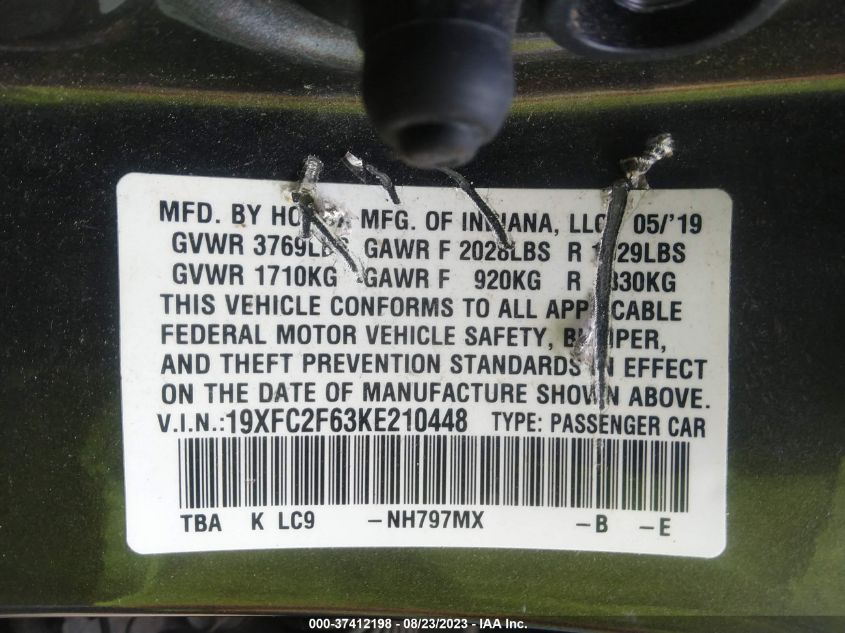 2019 HONDA CIVIC SEDAN LX - 19XFC2F63KE210448