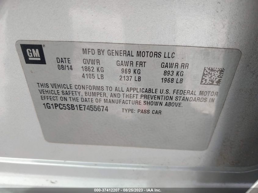 2014 CHEVROLET CRUZE LT - 1G1PC5SB1E7455674