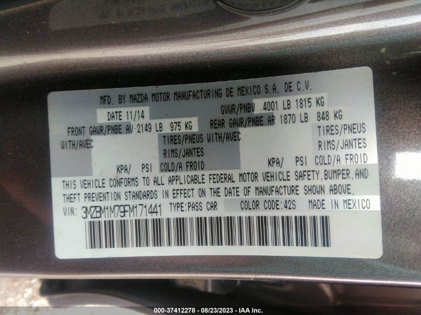 2015 MAZDA MAZDA3 I GRAND TOURING - 3MZBM1M79FM171441