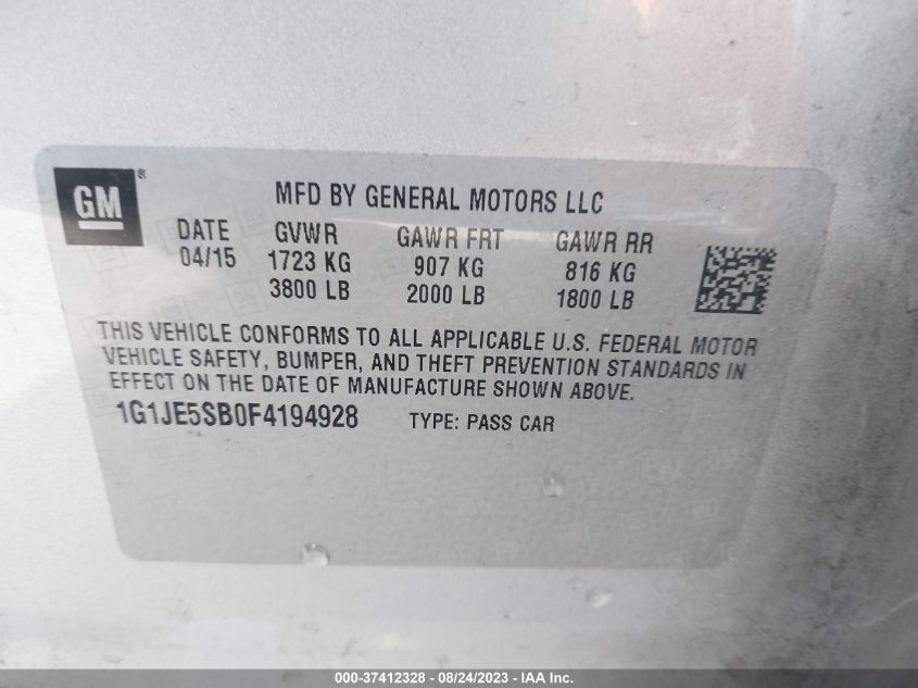 2015 CHEVROLET SONIC LTZ - 1G1JE5SB0F4194928