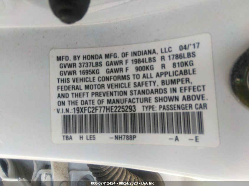 2017 HONDA CIVIC SEDAN EX - 19XFC2F77HE225293