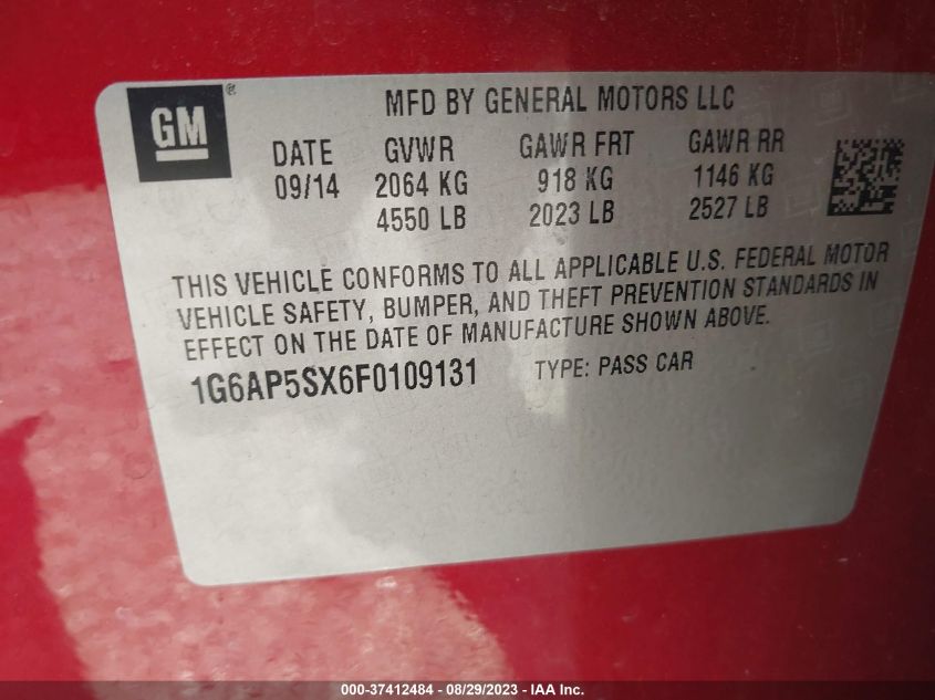 2015 CADILLAC CTS SEDAN RWD - 1G6AP5SX6F0109131