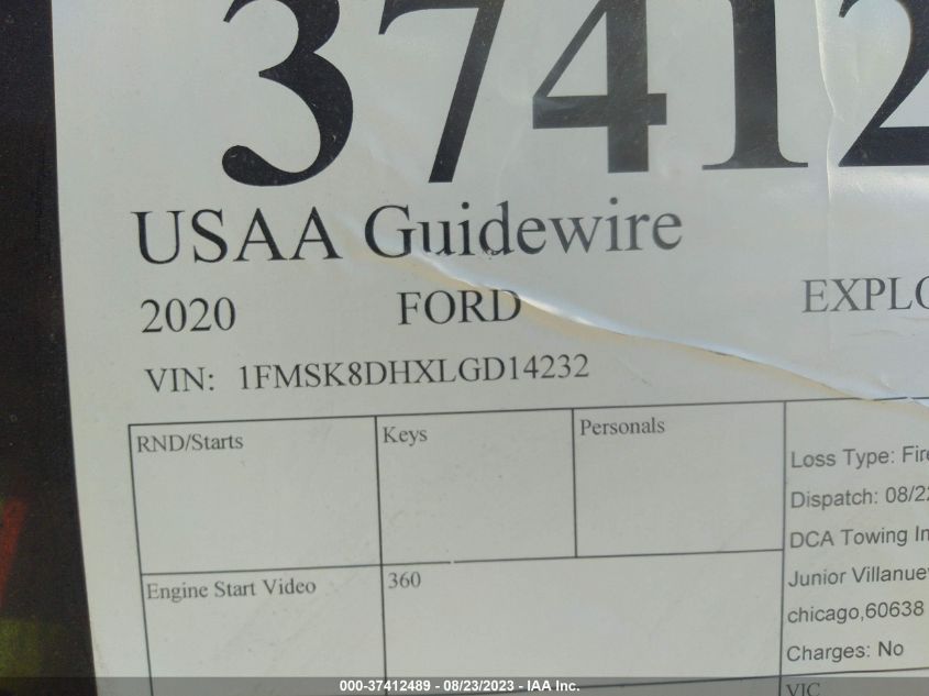 2020 FORD EXPLORER XLT - 1FMSK8DHXLGD14232