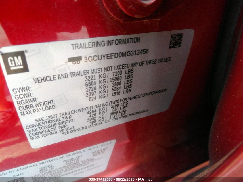 2021 CHEVROLET SILVERADO 1500 RST - 3GCUYEED0MG313456