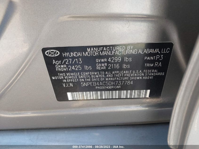 2013 HYUNDAI SONATA GLS - 5NPEB4AC5DH737784