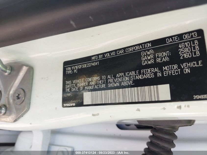 2014 VOLVO S60 T5 - YV1612FS0E2274641