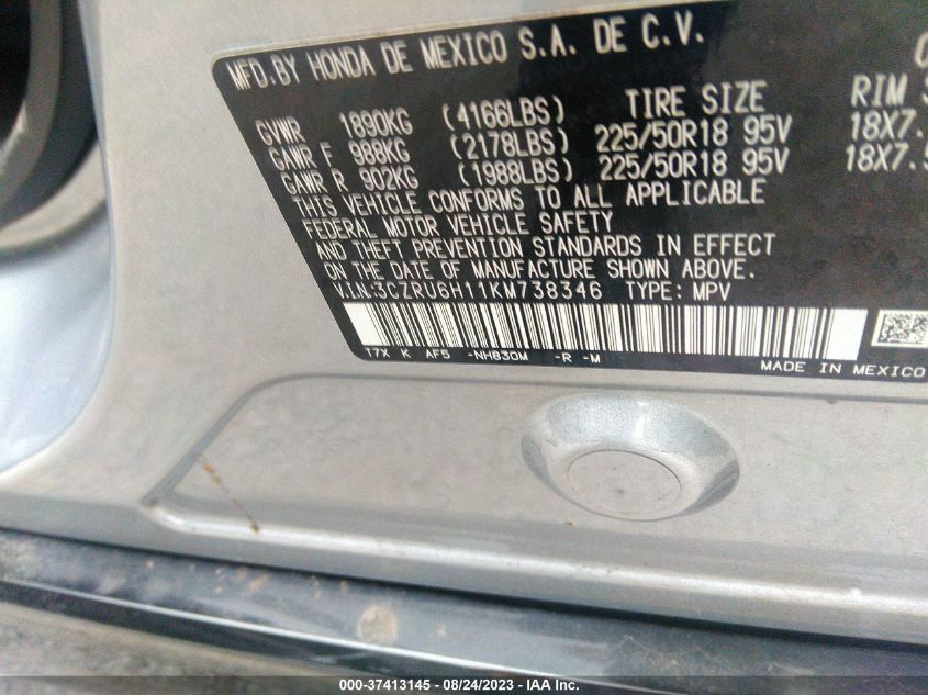 2019 HONDA HR-V SPORT - 3CZRU6H11KM738346