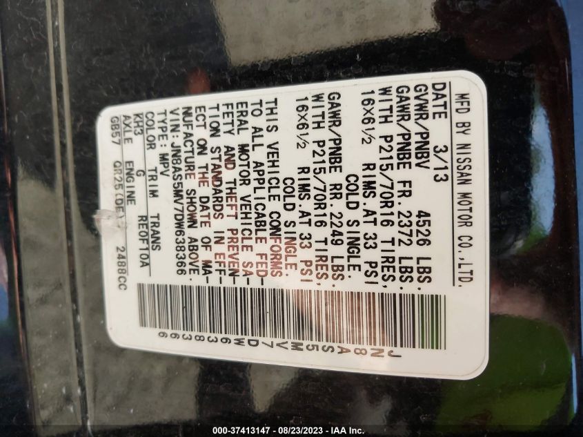 2013 NISSAN ROGUE S - JN8AS5MV7DW638366