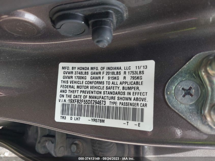 2013 HONDA CIVIC SDN LX - 19XFB2F55DE294673