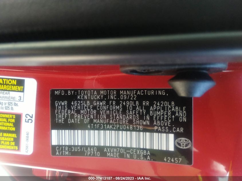 2023 TOYOTA CAMRY HYBRID XLE - 4T1F31AK2PU048136