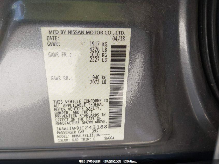 2018 NISSAN ALTIMA 2.5 SL - 1N4AL3AP9JC243188